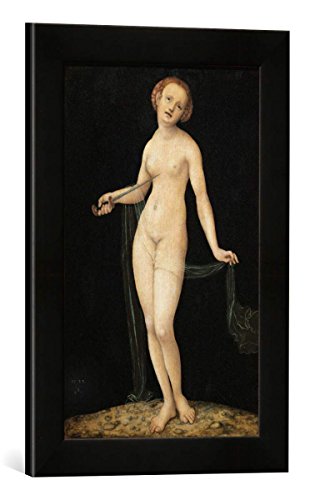 Gerahmtes Bild von Lucas Cranach der Ältere Lucretia, Kunstdruck im hochwertigen handgefertigten Bilder-Rahmen, 30x40 cm, Schwarz matt von kunst für alle
