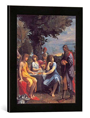 Gerahmtes Bild von Ludovico Carracci Die DREI Engel bei Abraham, Kunstdruck im hochwertigen handgefertigten Bilder-Rahmen, 30x40 cm, Schwarz matt von kunst für alle