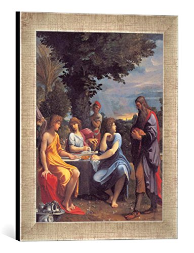 Gerahmtes Bild von Ludovico Carracci Die DREI Engel bei Abraham, Kunstdruck im hochwertigen handgefertigten Bilder-Rahmen, 30x40 cm, Silber Raya von kunst für alle