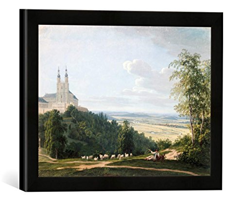 Gerahmtes Bild von Ludwig Neureuther Kloster BANZ von der Südseite, Kunstdruck im hochwertigen handgefertigten Bilder-Rahmen, 40x30 cm, Schwarz matt von kunst für alle