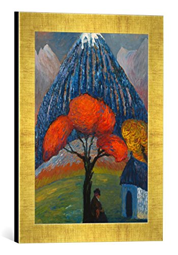 Gerahmtes Bild von Marianne von Werefkin Der rote Baum, Kunstdruck im hochwertigen handgefertigten Bilder-Rahmen, 30x40 cm, Gold Raya von kunst für alle