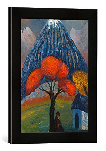 Gerahmtes Bild von Marianne von Werefkin Der rote Baum, Kunstdruck im hochwertigen handgefertigten Bilder-Rahmen, 30x40 cm, Schwarz matt von kunst für alle