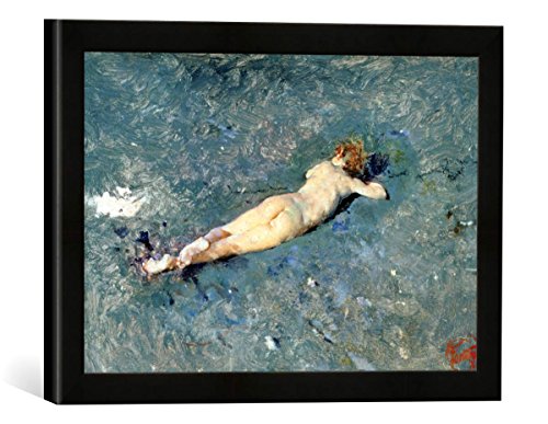 Gerahmtes Bild von Mariano Fortuny y Marsal A Nude on The Beach at Portici, Kunstdruck im hochwertigen handgefertigten Bilder-Rahmen, 40x30 cm, Schwarz matt von kunst für alle