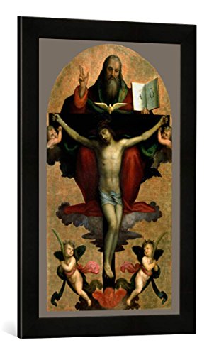Gerahmtes Bild von Mariotto Albertinelli Die heilige Dreifaltigkeit, Kunstdruck im hochwertigen handgefertigten Bilder-Rahmen, 40x60 cm, Schwarz matt von kunst für alle