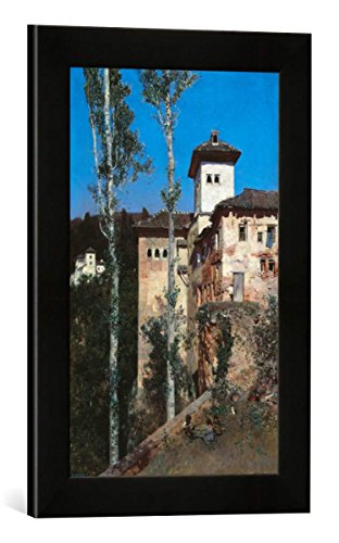 Gerahmtes Bild von Martin Rico y Ortega La Torre de las Damas en la Alhambra, Kunstdruck im hochwertigen handgefertigten Bilder-Rahmen, 30x40 cm, Schwarz matt von kunst für alle