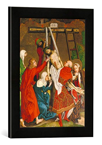 Gerahmtes Bild von Martin Schongauer Kreuzabnahme. Dominikaner-Altar, Innen- Tafel, Kunstdruck im hochwertigen handgefertigten Bilder-Rahmen, 30x40 cm, Schwarz matt von kunst für alle