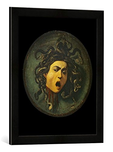 Gerahmtes Bild von Michelangelo Merisi Caravaggio Der Kopf der Medusa, Kunstdruck im hochwertigen handgefertigten Bilder-Rahmen, 40x60 cm, Schwarz matt von kunst für alle