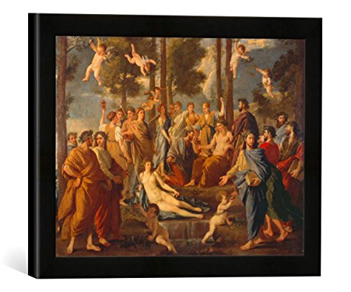 Gerahmtes Bild von Nicolas Poussin Der Parnass - Apollo in der Mitte, Kunstdruck im hochwertigen handgefertigten Bilder-Rahmen, 40x30 cm, Schwarz matt von kunst für alle