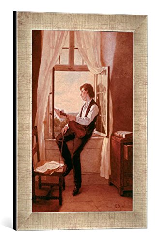 Gerahmtes Bild von Otto Scholderer Der Geiger am Fenster, Kunstdruck im hochwertigen handgefertigten Bilder-Rahmen, 30x40 cm, Silber Raya von kunst für alle