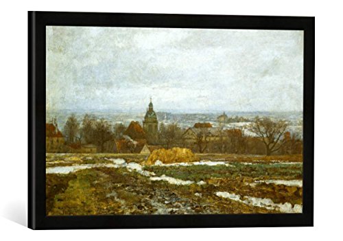 Gerahmtes Bild von Paul Baum Meißen im Frühwinter, Kunstdruck im hochwertigen handgefertigten Bilder-Rahmen, 60x40 cm, Schwarz matt von kunst für alle