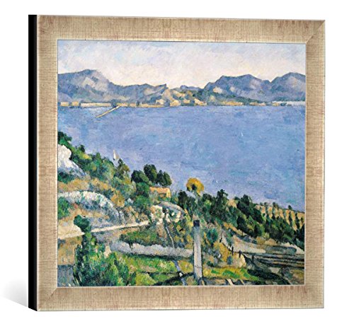 Gerahmtes Bild von Paul Cézanne L'Estaque, View of The Bay of Marseilles, c.1878-79", Kunstdruck im hochwertigen handgefertigten Bilder-Rahmen, 40x30 cm, Silber Raya von kunst für alle
