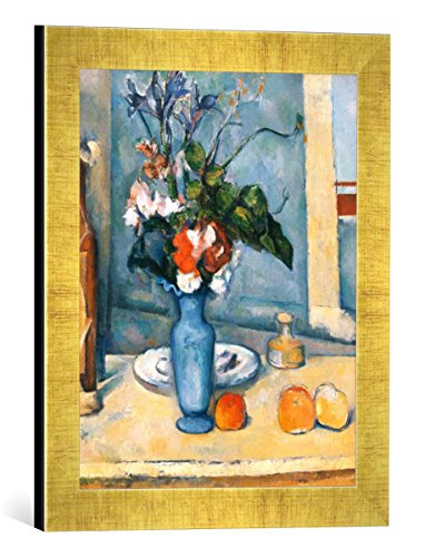 Gerahmtes Bild von Paul Cézanne Le vase bleu, Kunstdruck im hochwertigen handgefertigten Bilder-Rahmen, 30x40 cm, Gold Raya von kunst für alle