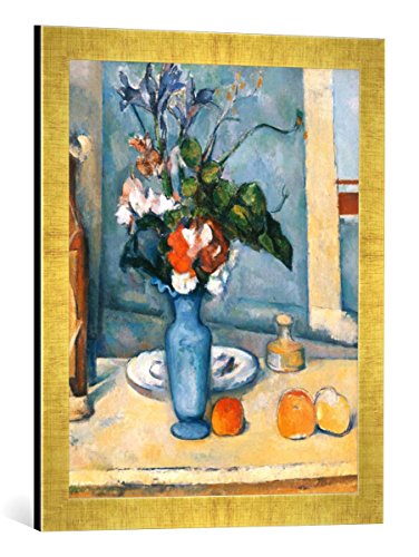 Gerahmtes Bild von Paul Cézanne Le vase bleu, Kunstdruck im hochwertigen handgefertigten Bilder-Rahmen, 40x60 cm, Gold Raya von kunst für alle