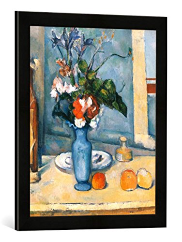 Gerahmtes Bild von Paul Cézanne Le vase bleu, Kunstdruck im hochwertigen handgefertigten Bilder-Rahmen, 40x60 cm, Schwarz matt von kunst für alle