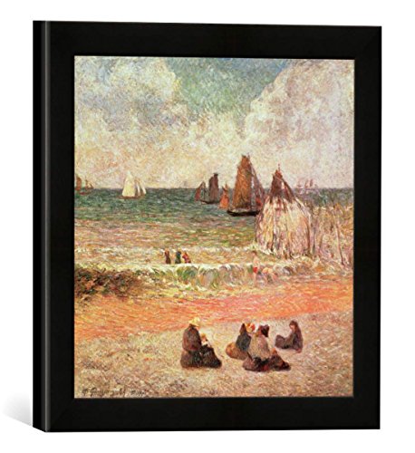 Gerahmtes Bild von Paul Gauguin Bathing, Dieppe, 1885", Kunstdruck im hochwertigen handgefertigten Bilder-Rahmen, 30x30 cm, Schwarz matt von kunst für alle