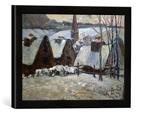 Gerahmtes Bild von Paul Gauguin Bretonisches Dorf im Winter, Kunstdruck im hochwertigen handgefertigten Bilder-Rahmen, 40x30 cm, Schwarz matt von kunst für alle