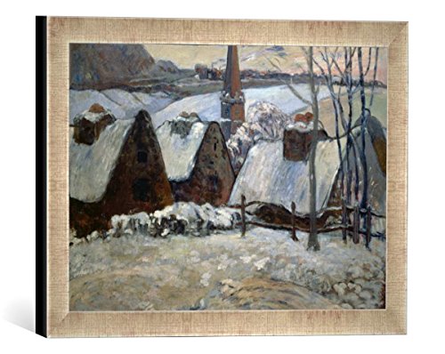 Gerahmtes Bild von Paul Gauguin Bretonisches Dorf im Winter, Kunstdruck im hochwertigen handgefertigten Bilder-Rahmen, 40x30 cm, Silber Raya von kunst für alle