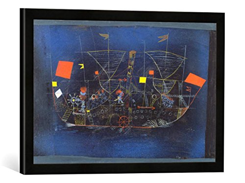 Gerahmtes Bild von Paul Klee Das Abenteuerschiff, Kunstdruck im hochwertigen handgefertigten Bilder-Rahmen, 60x40 cm, Schwarz matt von kunst für alle