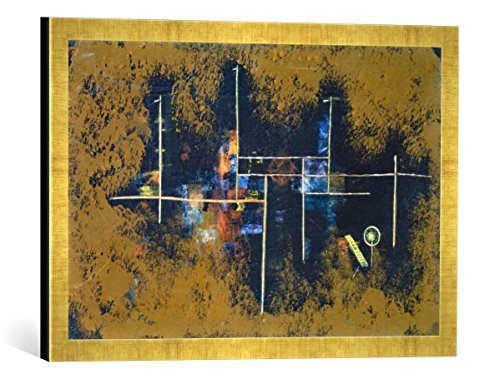 Gerahmtes Bild von Paul Klee Gerüst eines Neubaues. Nr.1, Kunstdruck im hochwertigen handgefertigten Bilder-Rahmen, 60x40 cm, Gold Raya von kunst für alle