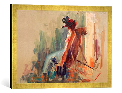 Gerahmtes Bild von Paula Modersohn-Becker Dame im Liegestuhl, Kunstdruck im hochwertigen handgefertigten Bilder-Rahmen, 60x40 cm, Gold Raya von kunst für alle