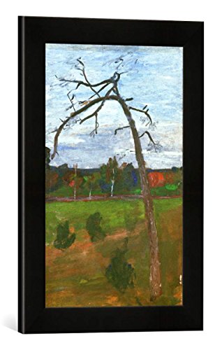 Gerahmtes Bild von Paula Modersohn-Becker Kahler Baum vor Landschaft, Kunstdruck im hochwertigen handgefertigten Bilder-Rahmen, 30x40 cm, Schwarz matt von kunst für alle