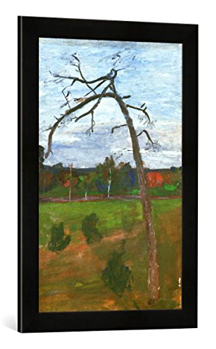 Gerahmtes Bild von Paula Modersohn-Becker Kahler Baum vor Landschaft, Kunstdruck im hochwertigen handgefertigten Bilder-Rahmen, 40x60 cm, Schwarz matt von kunst für alle