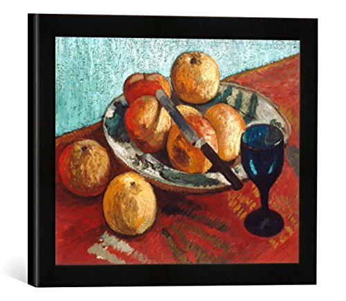Gerahmtes Bild von Paula Modersohn-Becker Stilleben mit Äpfeln und grünem Glas, Kunstdruck im hochwertigen handgefertigten Bilder-Rahmen, 40x30 cm, Schwarz matt von kunst für alle