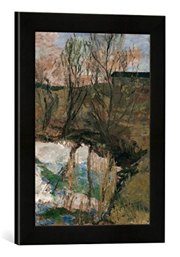Gerahmtes Bild von Paula Modersohn-Becker Weiden am Teich, Kunstdruck im hochwertigen handgefertigten Bilder-Rahmen, 30x40 cm, Schwarz matt von kunst für alle