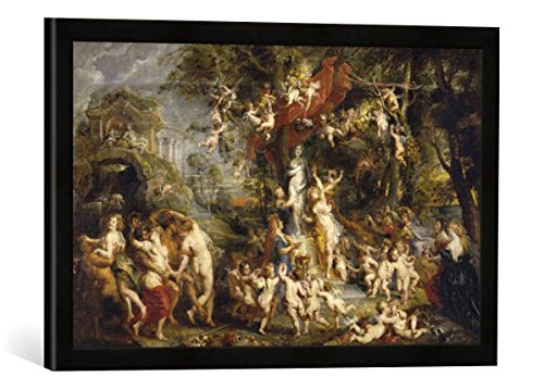 Gerahmtes Bild von Peter Paul Rubens Das Venusfest, Kunstdruck im hochwertigen handgefertigten Bilder-Rahmen, 60x40 cm, Schwarz matt von kunst für alle