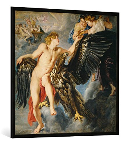 Gerahmtes Bild von Peter Paul Rubens Die Entführung des Ganymed, Kunstdruck im hochwertigen handgefertigten Bilder-Rahmen, 100x100 cm, Schwarz matt von kunst für alle