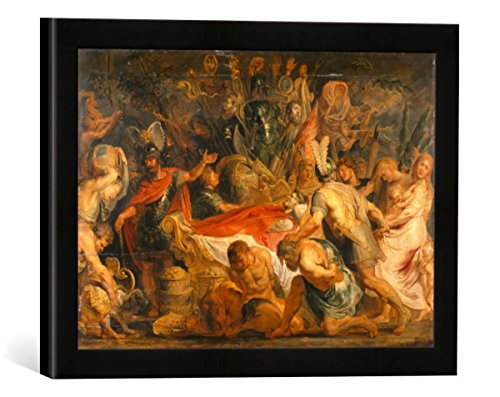 Gerahmtes Bild von Peter Paul Rubens Die Leichenfeier des römischen Feldherrn Decius Mus. Ölskizze auf Holz, 87x124cm, Kunstdruck im hochwertigen handgefertigten Bilder-Rahmen, 40x30 cm, Schwarz matt von kunst für alle