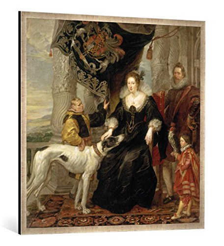 Gerahmtes Bild von Peter Paul Rubens Porträt der Alatheia Talbot, Countess of Arundel, Kunstdruck im hochwertigen handgefertigten Bilder-Rahmen, 100x100 cm, Silber Raya von kunst für alle