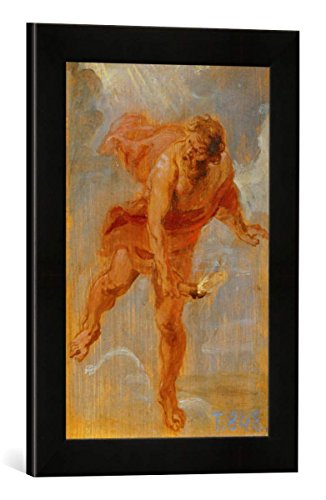 Gerahmtes Bild von Peter Paul Rubens Prometheus bringt das Feuer zur Erde, Kunstdruck im hochwertigen handgefertigten Bilder-Rahmen, 30x40 cm, Schwarz matt von kunst für alle