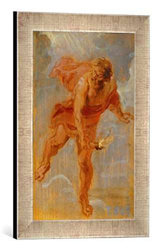 Gerahmtes Bild von Peter Paul Rubens Prometheus bringt das Feuer zur Erde, Kunstdruck im hochwertigen handgefertigten Bilder-Rahmen, 30x40 cm, Silber Raya von kunst für alle