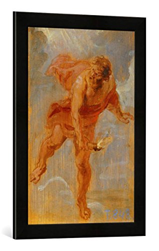 Gerahmtes Bild von Peter Paul Rubens Prometheus bringt das Feuer zur Erde, Kunstdruck im hochwertigen handgefertigten Bilder-Rahmen, 40x60 cm, Schwarz matt von kunst für alle