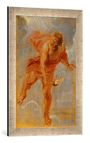 Gerahmtes Bild von Peter Paul Rubens Prometheus bringt das Feuer zur Erde, Kunstdruck im hochwertigen handgefertigten Bilder-Rahmen, 40x60 cm, Silber Raya von kunst für alle