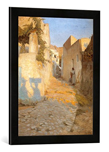 Gerahmtes Bild von Peter Vilhelm Ilsted Gasse in Tunesien, Kunstdruck im hochwertigen handgefertigten Bilder-Rahmen, 40x60 cm, Schwarz matt von kunst für alle
