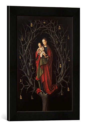 Gerahmtes Bild von Petrus Christus Die Madonna im vertrockneten Baum, Kunstdruck im hochwertigen handgefertigten Bilder-Rahmen, 30x40 cm, Schwarz matt von kunst für alle