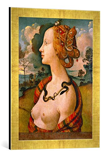 Gerahmtes Bild von Piero di Cosimo Simonetta Vespucci, Kunstdruck im hochwertigen handgefertigten Bilder-Rahmen, 40x60 cm, Gold Raya von kunst für alle