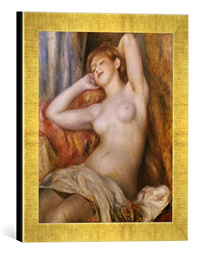 Gerahmtes Bild von Pierre Auguste Renoir La Dormeuse, Kunstdruck im hochwertigen handgefertigten Bilder-Rahmen, 30x30 cm, Gold Raya von kunst für alle