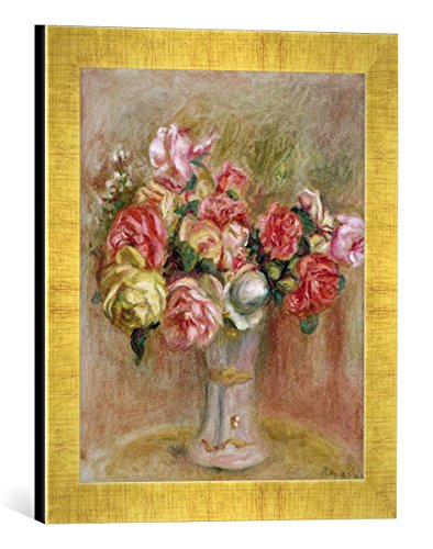 Gerahmtes Bild von Pierre Auguste Renoir Roses in a Sevres vase, Kunstdruck im hochwertigen handgefertigten Bilder-Rahmen, 30x40 cm, Gold Raya von kunst für alle
