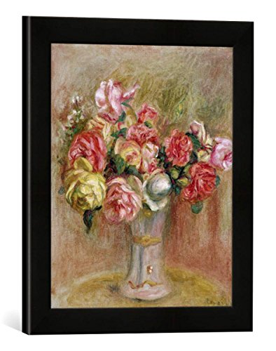 Gerahmtes Bild von Pierre Auguste Renoir Roses in a Sevres vase, Kunstdruck im hochwertigen handgefertigten Bilder-Rahmen, 30x40 cm, Schwarz matt von kunst für alle