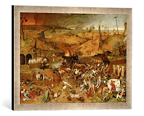 Gerahmtes Bild von Pieter Bruegel der Ältere Triumph des Todes, Kunstdruck im hochwertigen handgefertigten Bilder-Rahmen, 60x40 cm, Silber Raya von kunst für alle