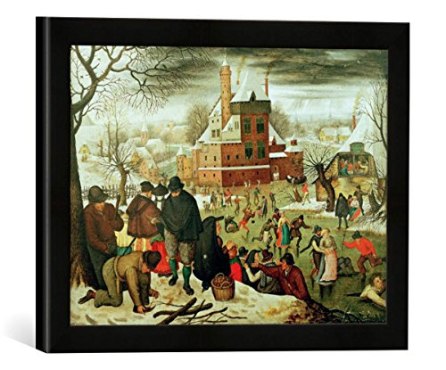 Gerahmtes Bild von Pieter Brueghel der Jüngere Winter, Kunstdruck im hochwertigen handgefertigten Bilder-Rahmen, 40x30 cm, Schwarz matt von kunst für alle