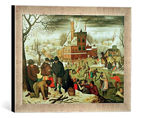 Gerahmtes Bild von Pieter Brueghel der Jüngere Winter, Kunstdruck im hochwertigen handgefertigten Bilder-Rahmen, 40x30 cm, Silber Raya von kunst für alle