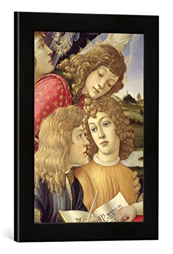 Gerahmtes Bild von Sandro Botticelli Detail of The Madonna of The Magnificat, Detail of Three Boys, 1482", Kunstdruck im hochwertigen handgefertigten Bilder-Rahmen, 30x40 cm, Schwarz matt von kunst für alle