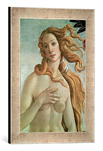 Gerahmtes Bild von Sandro Botticelli Venus, Detail from The Birth of Venus, c.1485 (Detail of 412)", Kunstdruck im hochwertigen handgefertigten Bilder-Rahmen, 30x40 cm, Silber Raya von kunst für alle