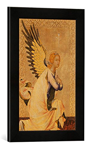 Gerahmtes Bild von Simone Martini Angel Gabriel, Kunstdruck im hochwertigen handgefertigten Bilder-Rahmen, 30x40 cm, Schwarz matt von kunst für alle