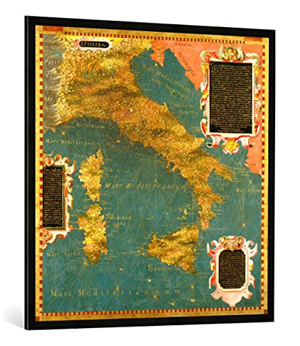 Gerahmtes Bild von Stefano Buonsignori L'ITALIA, Kunstdruck im hochwertigen handgefertigten Bilder-Rahmen, 100x100 cm, Schwarz matt von kunst für alle