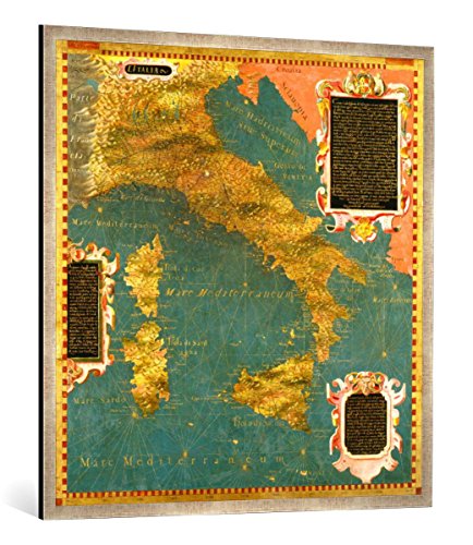 Gerahmtes Bild von Stefano Buonsignori L'ITALIA, Kunstdruck im hochwertigen handgefertigten Bilder-Rahmen, 100x100 cm, Silber Raya von kunst für alle